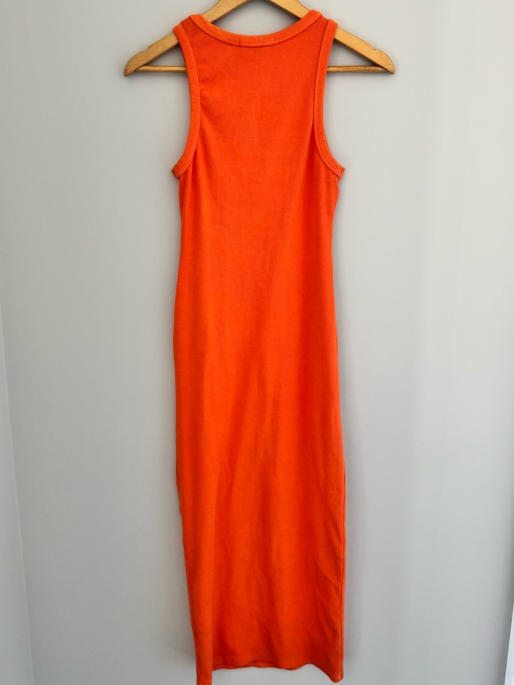 Lulus Sleek Orange Ribbed Midi Dress - Women's Bodycon Tank Style - Picture 8 of 8